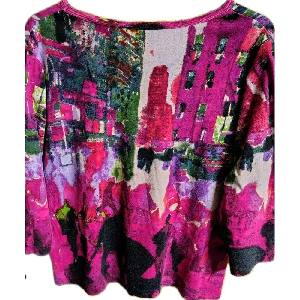 Orientique Naturally Austrailian Blouse Art City Size XL 3/4 Sleeve Cotton - Picture 6 of 7